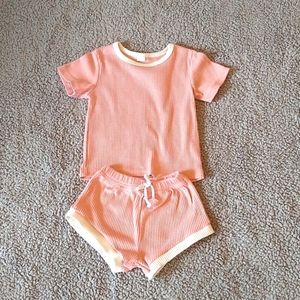 Pink and white toddler set